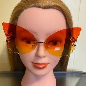 Red-Orange/Yellow Two-Tone Butterfly Sunglasses